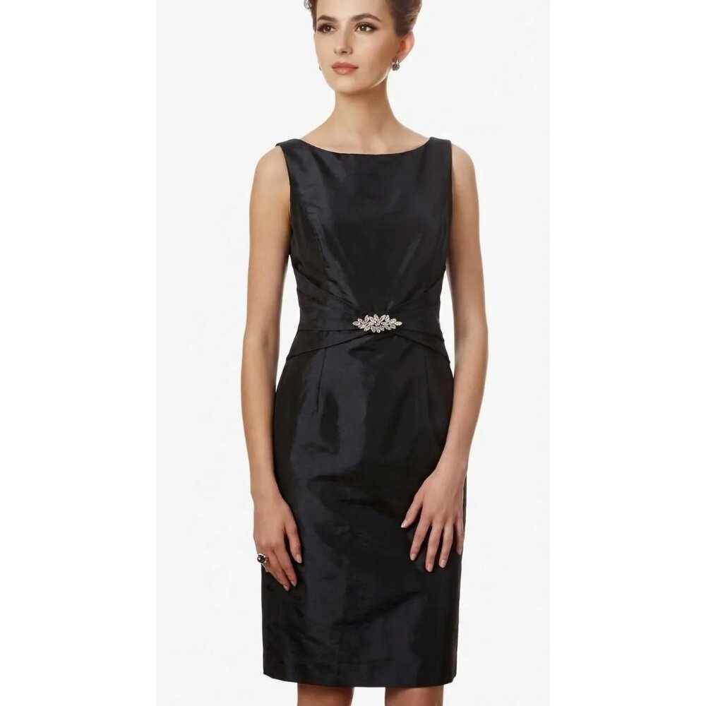 Jade By Jasmine Women’s Stunning Taffeta Bateau Neckline Sheath Dress Size 8 - Picture 2 of 15
